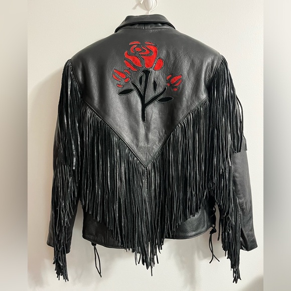Woman’s Leather Gallery Fringed Motorcycle Biker Jacket size medium - Picture 4 of 14